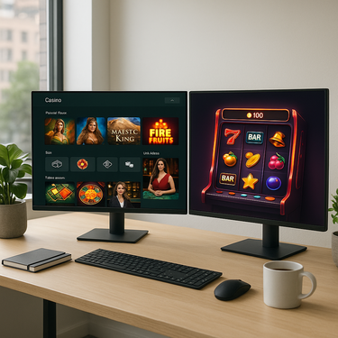 CrystalRoll Casino - Desktop Design - Strak ontwerp met donkerblauw en gouden accenten